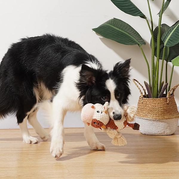 Hundleksak, Stor Hund Pipande Leksaker, Fylld Djur Hund Plyschleksak för Valp, Liten, Mellan, Stora Hundar (Åsna (Grå)) Brown