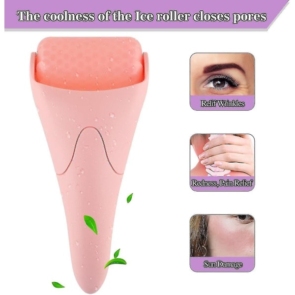 Isrulle för ansiktsögon, presenter för kvinnor, massageapparat för ansiktsrulle Svullnad Migrän Smärtlindring och mindre skada (1 st, rosa)