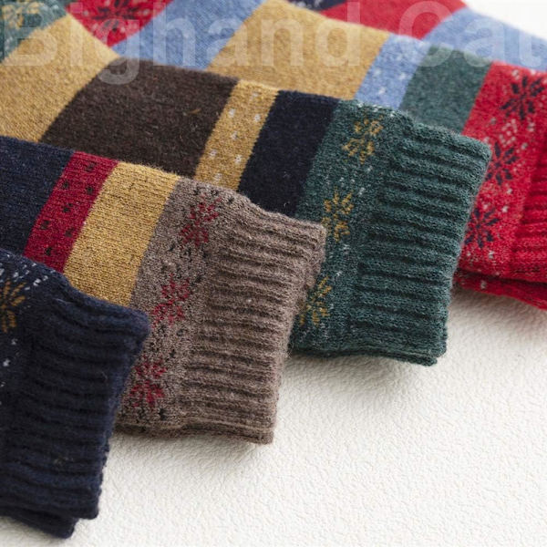 5 Par Dame Vintage Stil Tykke Uld Varme Vinter Strømper A13
