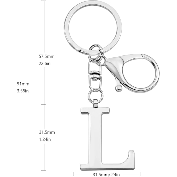 Nøglering med Guld Bogstav A-Z til Kvinder Taske Charms Pung Charms Til Håndtasker Metal Alphabet Initial Letter Nøglering Silver-l