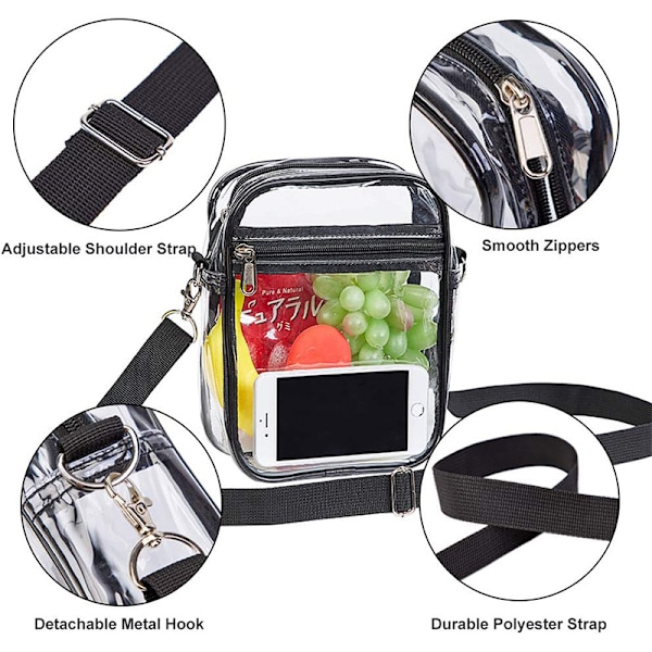 Messengerbag 40 silke PVC transparent myntplånbok axelremsväska lämplig för konserthallar och arenor vattentät förvaringsväska Vit 40 silke l White (22.5*17.5*7cm)
