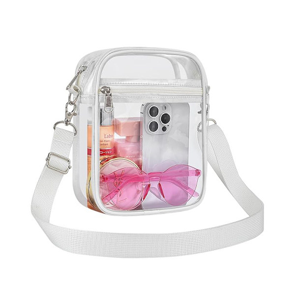 Messengerbag 40 silke PVC transparent myntplånbok axelremsväska lämplig för konserthallar och arenor vattentät förvaringsväska Vit 40 silke l White (22.5*17.5*7cm)