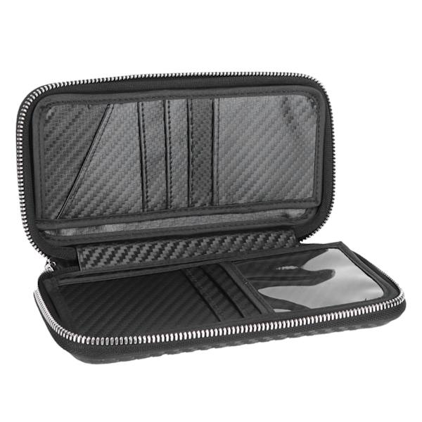 Kulfiber Business Wallet Bærbar Lynlås Wallet Kortholder Taske 21x11x3.5cm Sort Black