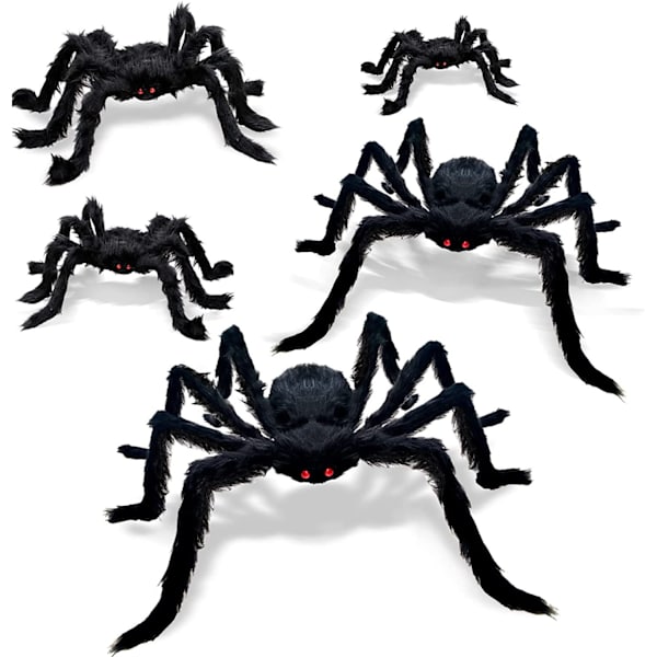 Halloween dekoration 30CM edderkop*2+50CM edderkop*2+75CM edderkop+125CM edderkop