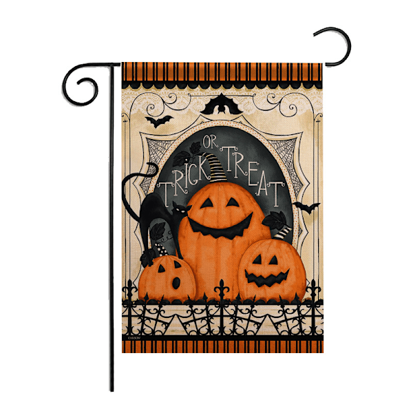 Halloween Trädgårdsflaggor Dubbelsidiga, 12x18 Buffalo Check Rutiga Pumpa Höst Husflaggor, Halloween (D)