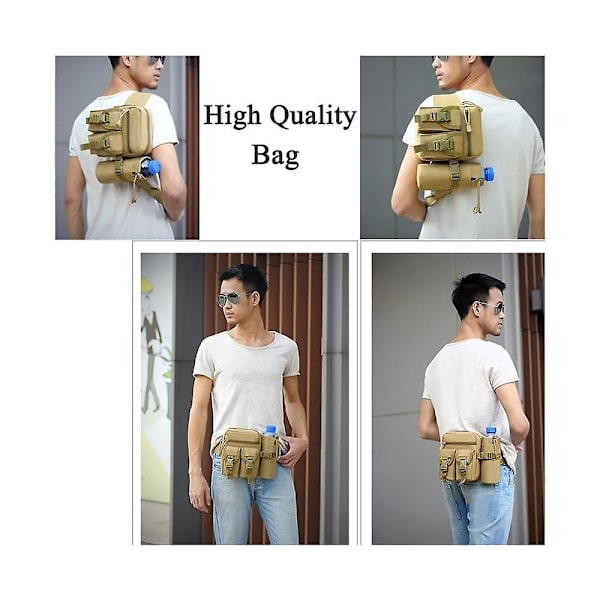 Herr Tactical Casual Fanny Vattentät Väska Midjeväska Utomhus Militär Väska Sand Trä