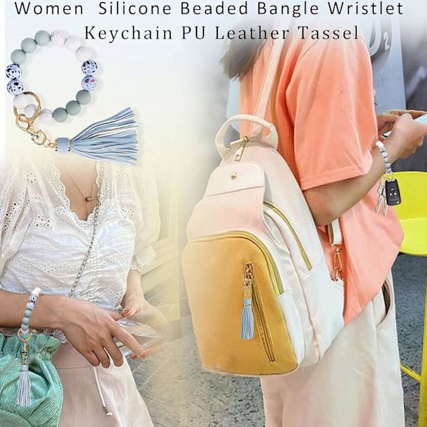 Avaimenperäranneke Auton Avaimenpidike Ranneke Silikoninen Naisten Helmi Bangle Ketjut Light Blue
