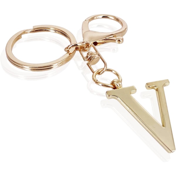 Nøglering med Guld Bogstav A-Z til Kvinder Taske Charms Pung Charms Til Håndtasker Metal Alphabet Initial Letter Nøglering V