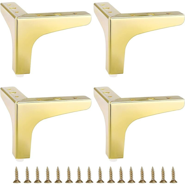 Set med 4 Moderna Möbelben i Guldmetall 10cm 4 st Moderna Möbelben Soffa Möbelhöjare Fötter Ersättningsben gold