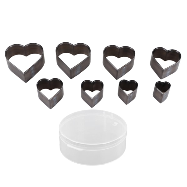 Set of 8 Heart-Shaped Alloy Steel Leather Punching Dies with Storage Box for DIY Crafts