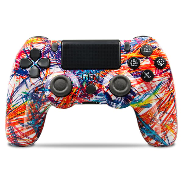 Lines Trådløs Bluetooth Controller med PS4/Slim/Pro, Dobbelt Vibration, Kompatibel med Windows, PC, iOS, Android