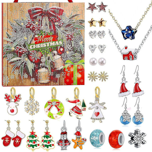 Adventkalender  Pige Charm Armbånd Fremstillingssæt Til Børn Jule Nedtælling Kalendere Advent Gave Smykker Adventkalender