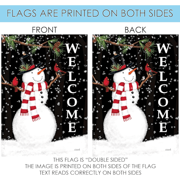 12x18 Tommer Dobbeltsidet Haveflag Vinterflag, Snefnug Krans Julevinter Haveflag Husflag Til Udendørs Have Dekoration Forest Snowman Welcome