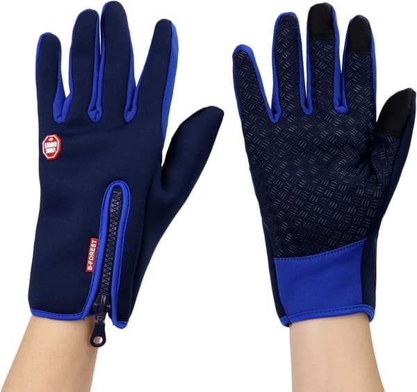 Vinterhandsker, Touchscreen Cykel- og Kørehandsker, Vindtætte Varme Handsker med Fuld Finger, Skridsikkert Silikonegreb og Justerbar Pasform, Blå, L Blue L