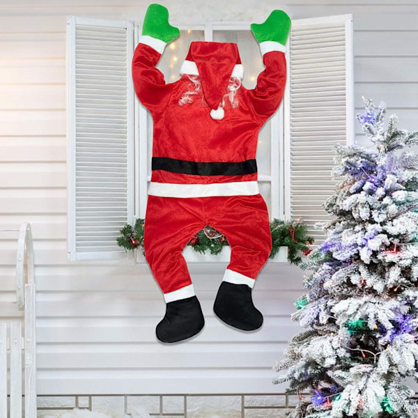 108cm Lång Flanell Tomte Vägg - klättrande Dekoration - Rolig Hängande Prydnad för Jul, Perfekt för Väggar och Fönster, en Underbar Semestergåva