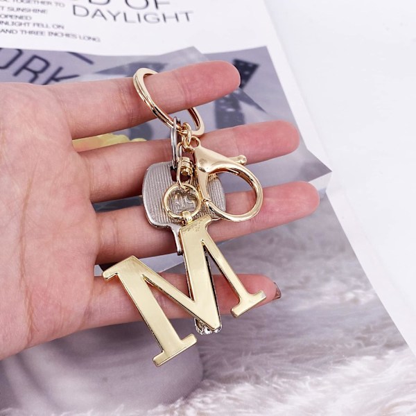 Nøglering med Guld Bogstav A-Z til Kvinder Taske Charms Pung Charms Til Håndtasker Metal Alphabet Initial Letter Nøglering M