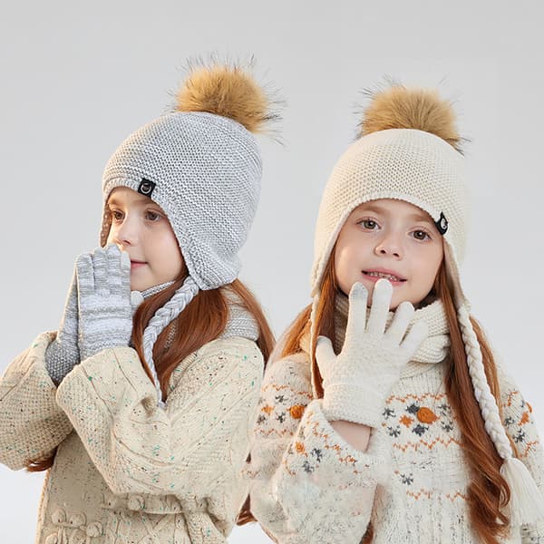 Lila 3-i-1 vinterscarf, mössa och handskar set för barn, tjock vinterfleece, termiskt tyg, 3 till 6 år, vinteraccessoarset Purple