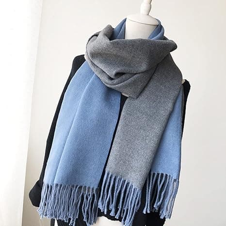 Blå - Imitert kasjmirskjerf for kvinner, 200 cm, vinterpashmina-sjal, tykke oversized skjerf, blå