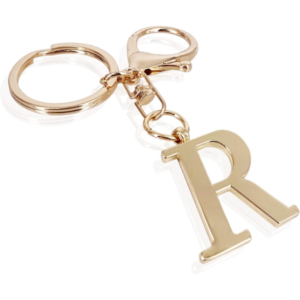 Nøglering med Guld Bogstav A-Z til Kvinder Taske Charms Pung Charms Til Håndtasker Metal Alphabet Initial Letter Nøglering R