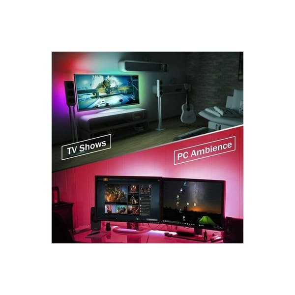 LED-stripe, LED-stripe, LED-bakgrunnsbelysning for TV, musikk synkronisering, RGB Bluetooth-app, 3 knapper, 4M
