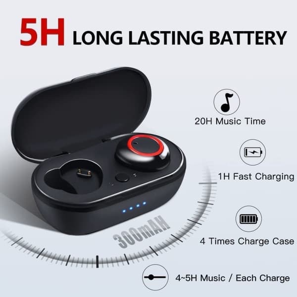 Bluetooth 5.0 aptX trådløse ørepropper, lette ergonomiske stereohodetelefoner