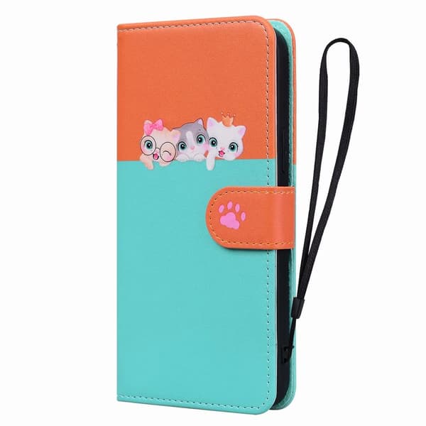 Mörkgrå; Sött telefonfodral med djurmönster för iPhone 15 Plus, med kortfack och plånboksdesign. Dark gray iPhone 15 Plus