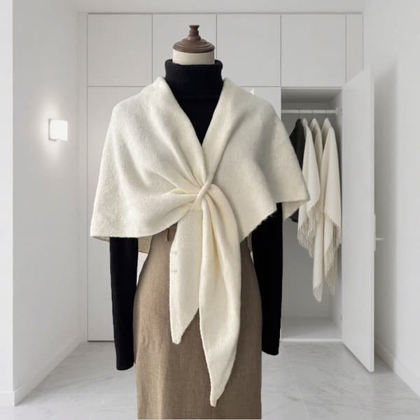 D-New Version Halsduk för kvinnor • Förtjockad varm axelscarf för höst och vinter • Triangulär stickad scarf för kvinnor D
