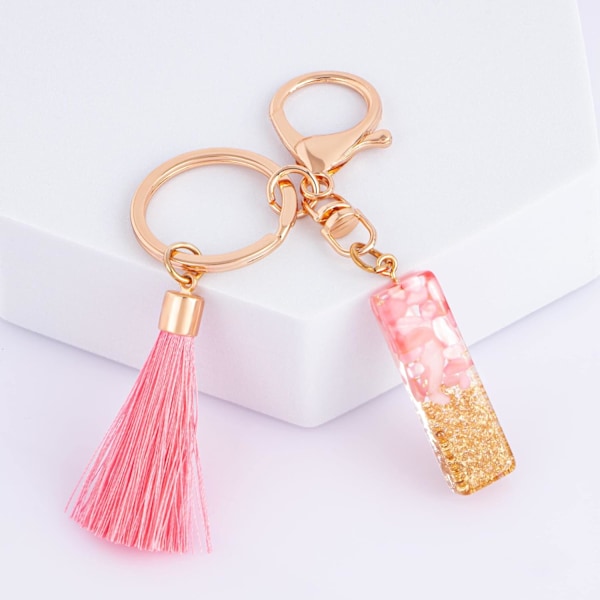Sødt Rosa Nøglering til Kvinder Piger, Initialbogstav Nøglering med Kvast, Charms til Nøglepung Håndtasker Rygsække Pink-i