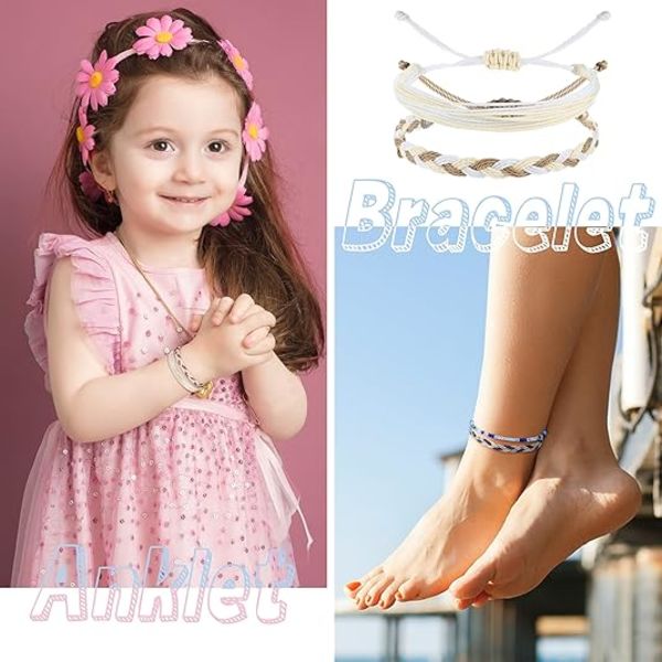 24 st Boho Surfer Armband Anklet Justerbar Pärlarmband Handgjord Flätad Armband Färgglad Anklet