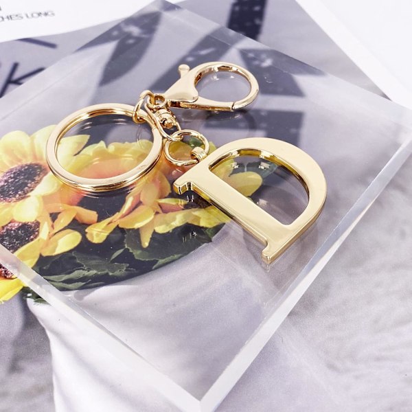 Nøglering med Guld Bogstav A-Z til Kvinder Taske Charms Pung Charms Til Håndtasker Metal Alphabet Initial Letter Nøglering D