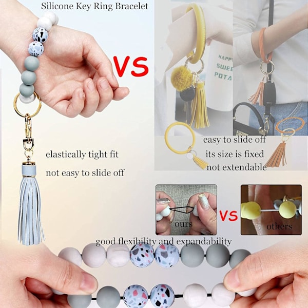 Avaimenperäranneke Auton Avaimenpidike Ranneke Silikoninen Naisten Helmi Bangle Ketjut Light Blue
