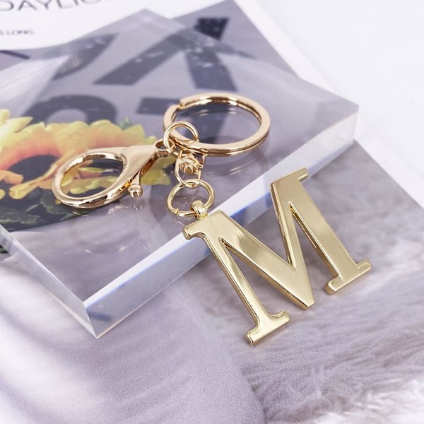 Nøglering med Guld Bogstav A-Z til Kvinder Taske Charms Pung Charms Til Håndtasker Metal Alphabet Initial Letter Nøglering M