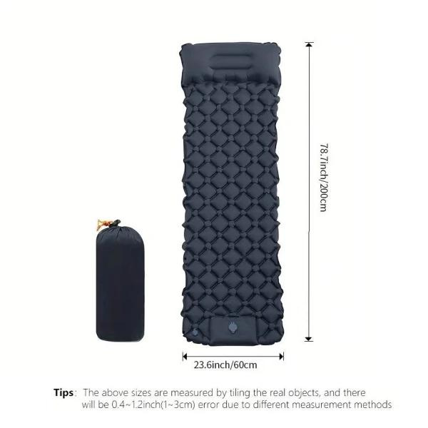 Luftmadras Ultralet oppustelig luftmadras til camping indbygget sort BLACK