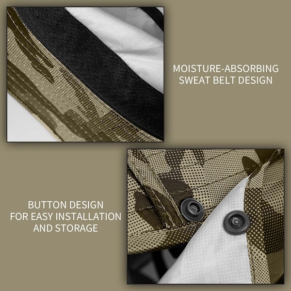 Solskyddshättor för utomhus, fiskehatt med nackklaff, stor brätte, utomhushatt, khaki camo Khaki Camo