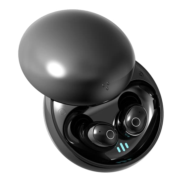 Vita, trådlösa mini-in-ear-hörlurar med Bluetooth för sömn, diskret design.