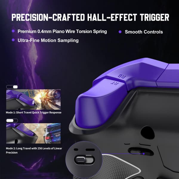 P5 2.4G & Bluetooth Trådløs Gaming Controller, Hall Trigger, Dobbelt Vibration, Makro Support