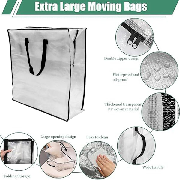 3-pack dekorativa förvaringsväskor med kransdesign, PP halvtransparent vävd handhållen täcke förvaringsväska laminerad blixtlås väska 63*21*63cm