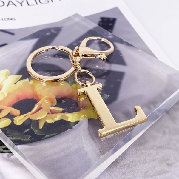 Nøglering med Guld Bogstav A-Z til Kvinder Taske Charms Pung Charms Til Håndtasker Metal Alphabet Initial Letter Nøglering L