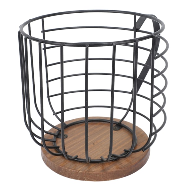 Jern kaffekapselholder med stor kapacitet, pladsbesparende træbase, husholdningskaffekapsel opbevaringsboks sort med låg black with lid