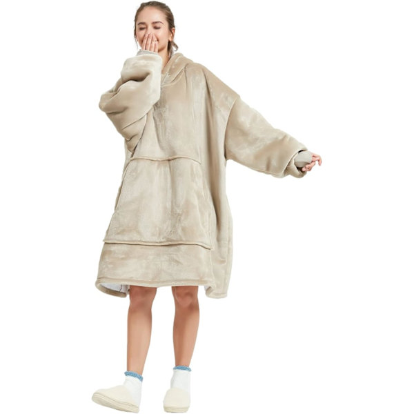 Oversized hettegenser, pleddgenser, supermyk og koselig varm, komfortabel gigantgenser, egnet hettegenser for voksne, menn, kvinner