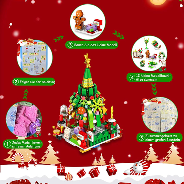 Kalender 2024, 618 Stycken Julbyggklossar Set, Mini Julbyggklossar, Nedräkning Jul Leksak, Julgåvosatser för Vuxna, Hall
