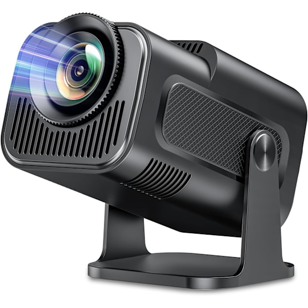 Smart Mini-projektor med Android 11.0, bärbar projektor 1080P 4K Full HD med WiFi 6 och BT5.2, 180° justerbart stativ, automatisk keystone-hemmaprojektor