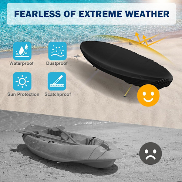 420D Kajakdække Vandtæt, Kajakdækker til Udendørs Opbevaring, Robust UV-Beskyttelse Paddleboard Dækker SUP Kano Dække, 10.2-11.5ft Black 10.17-11.4ft