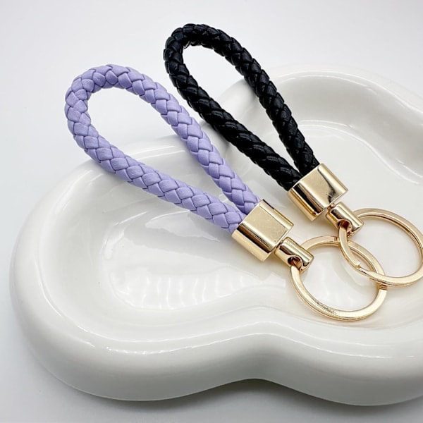 2 kpl käsinkudottua punottua nahkaavaimenperää, avaimenperän hihnoja miehille ja naisille, metalliavaimenperä kotiin ja auton avaimille Purple