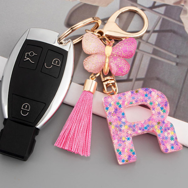 Sööt roosad võtmehoidjad naistele ja tüdrukutele, algustähega võtmehoidjad tutiga, ripatsid võtmetele, rahakotile, käekottidele ja seljakottidele Colorful Pink Butterfly-r
