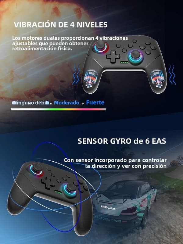 Thunder Light Trådlös Pro Kontroller Kompatibel med Switch OLED / Lite, 1000mAh Batteri, Turbo Funktion