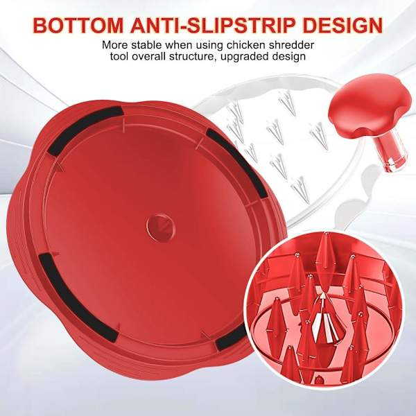 Kyllinghakker, Stor Kyllingbrysthakker med Gaffelvri, Synlig Kjøtthakker, Ergonomisk Håndtak, Sklisikre Striper, Egnet for Kylling og Biff Red