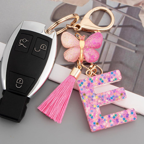Sööt roosad võtmehoidjad naistele ja tüdrukutele, algustähega võtmehoidjad tutiga, ripatsid võtmetele, rahakotile, käekottidele ja seljakottidele Colorful Pink Butterfly-e