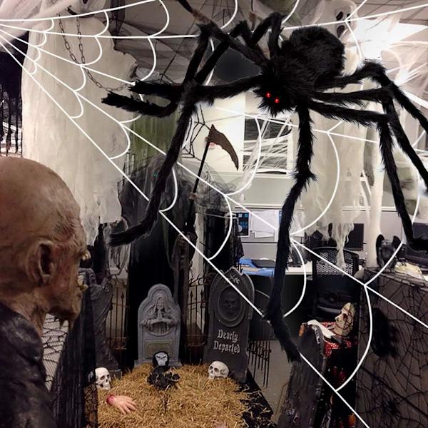 200\" Halloween Spindelnät + 59\" Jätte Spindel Dekorationer Falsk Spindel för Inomhus Utomhus Halloween Dekorationer Trädgård Hem Kostymer Fester