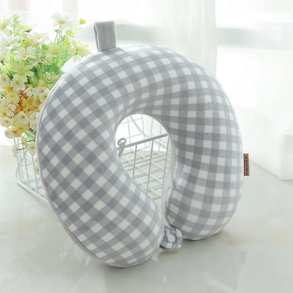Pehmeä ja mukava matkatyyny hidas palautumisen ristikkomuistin vaahto U-muotoinen tyyny Light gray 30 * 28cm